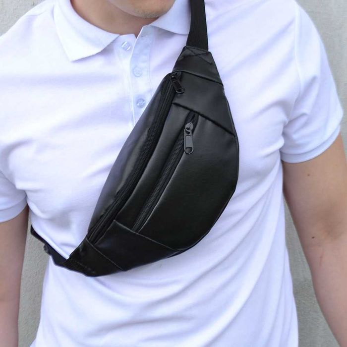 Бананка з якісної еко-шкіри, сумка через плече чоловіча жіноча на пояс