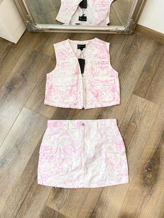 Brave Soul: Biało-różowa kamizelka tie dye rozmiar S/M