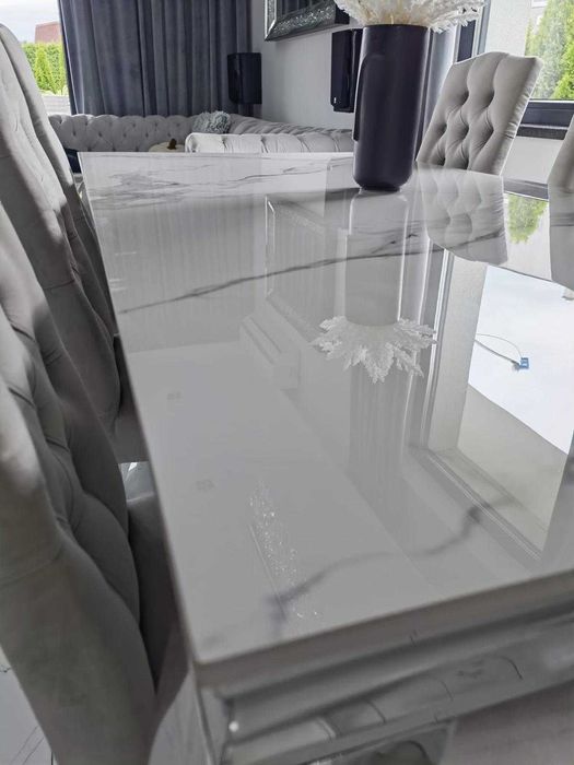 Stół do jadalni, Ludwik, srebrny, ceramiczny blat 150 cm