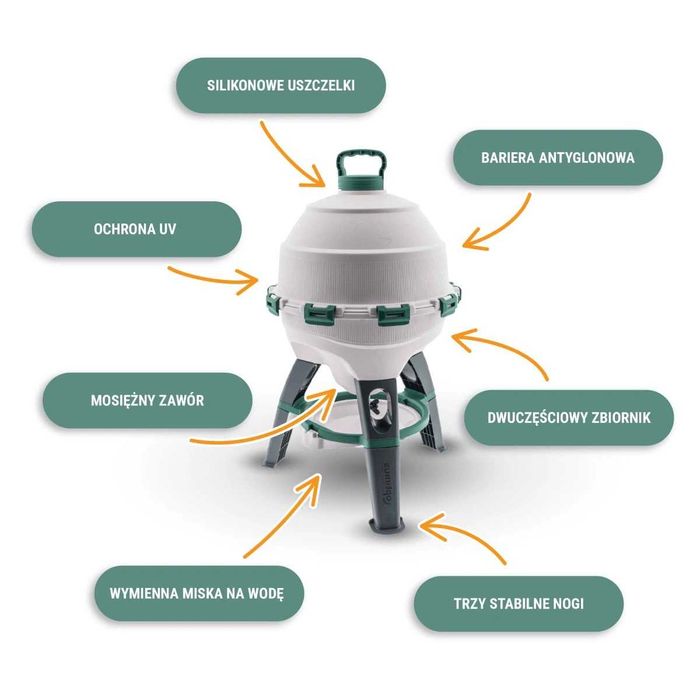 Poidło dla kur syfonowe na nóżkach zasobnik 25 l OPTIMUS