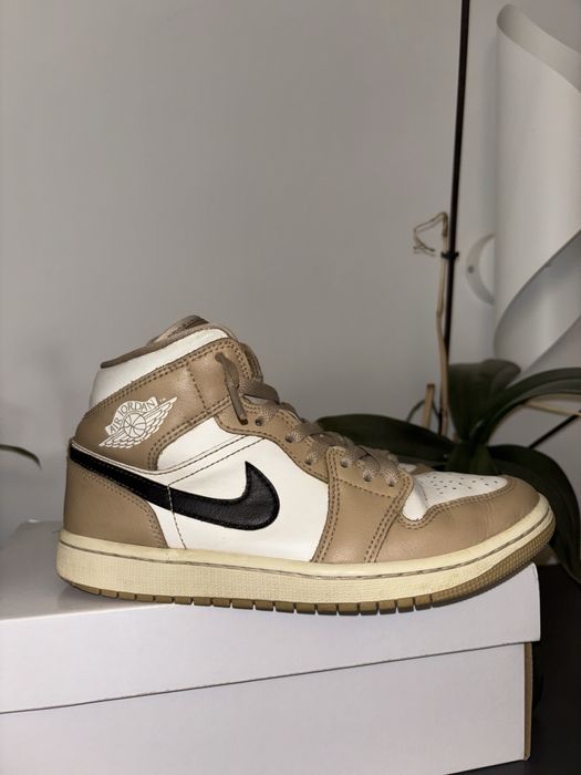 Jordan 1 mid brazowo/czarno/biale