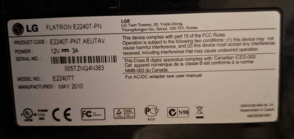 Monitor Flatron E2240T LG