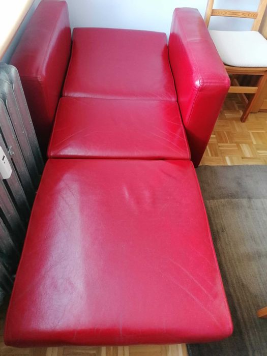 Fotel rozkładany naturalna skóra