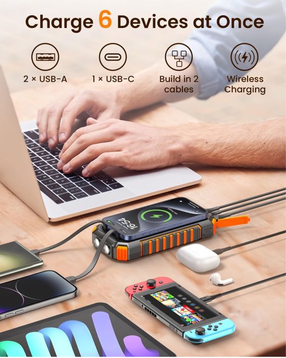 Solar Power Bank with Flashlight (27000mAh)64552205372417124