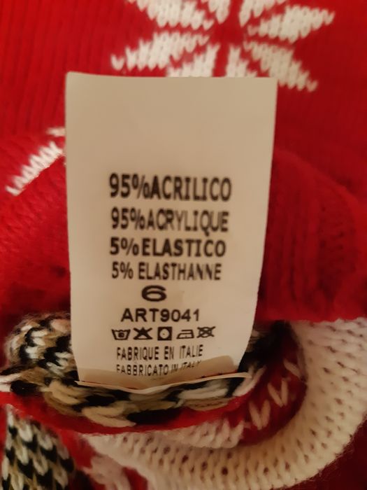 Włoski, akrylowy sweter z reniferem, świąteczny, rozmiar 104/110