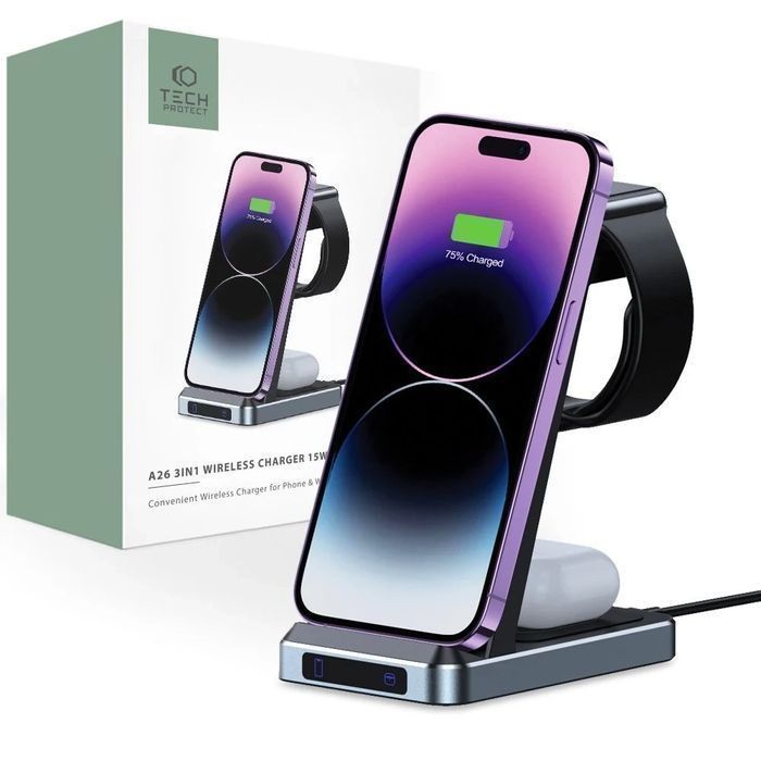 Ładowarka indukcyjna QI Tech-protect qi15w-a26 3in1 wireless charger