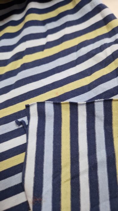 Dzianina single granat-niebieskie paski szer.175 cm.