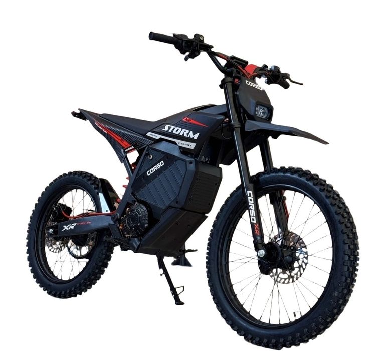 Диртбайк электрический Corso Storm E-3000 Rally – рама стальная, двигатель 2999W, аккумулятор литиевый 72V27AH