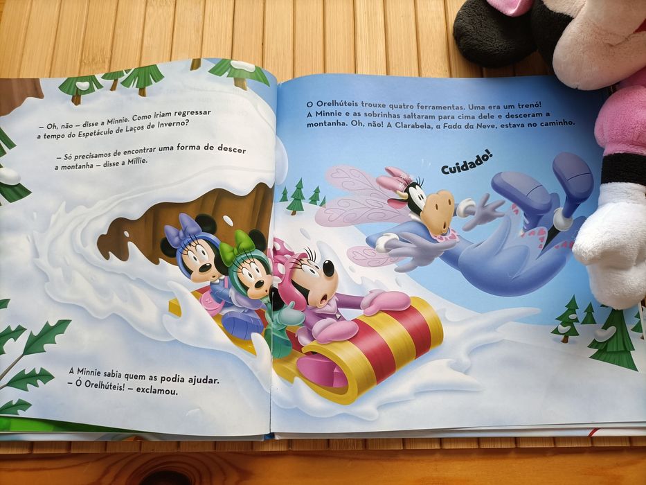2 livros + peluche Minnie