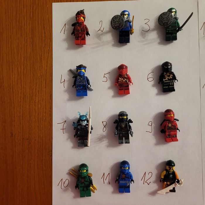 Figurki lego Kay, Jay, Zane itd.