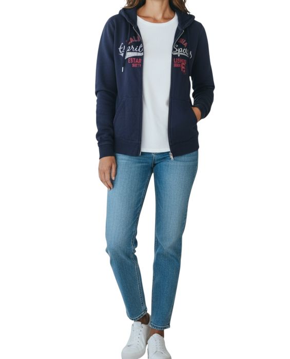 Granatowa bluza Esprit z kapturem 
Rozmiar xxl 44 
Szerokość od pachy