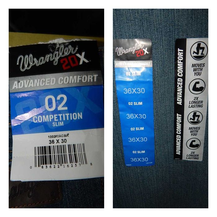 Джинсы WRANGLER 20X Advanced Comfort 02 Competition Slim. Size W36 L30. NEW