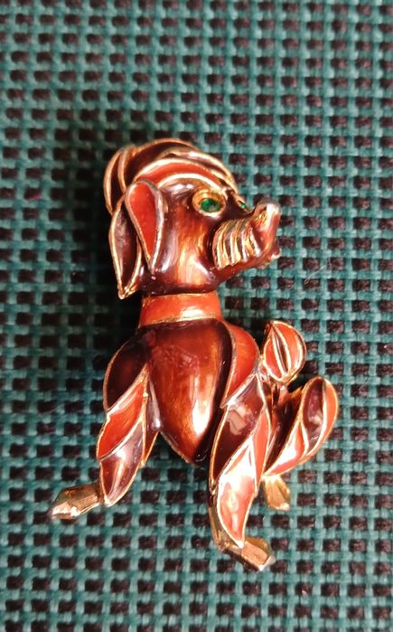 Брошь винтаж собачка брошка собака эмаль песик 60 70 года