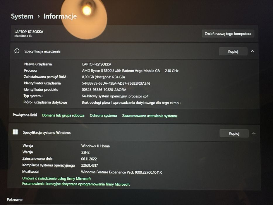 Huawei Matebook 13 (2019) - Ryzen 5, 8 GB RAM 512GB SSD | ekran 2k