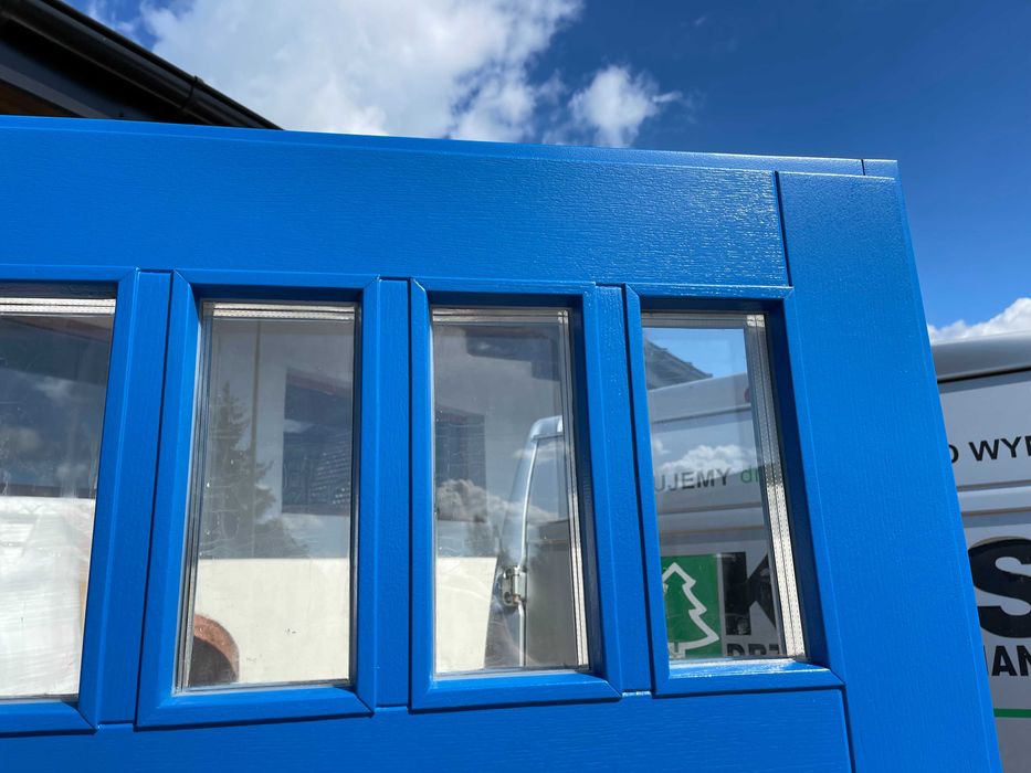 Drzwi Zewnętrzne Drewniane niebieskie Angielskie MONTAŻ  CAŁA POLSKA