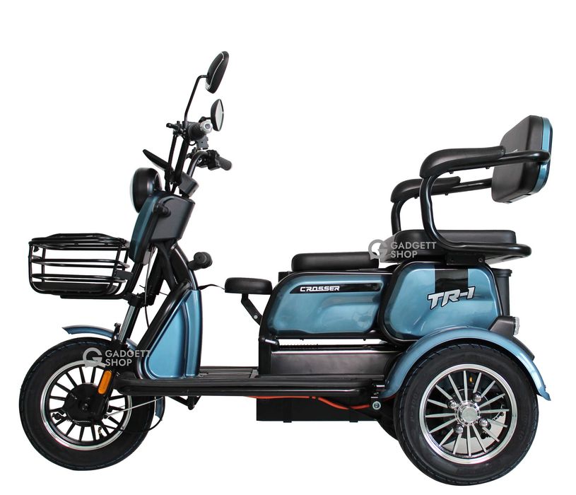 Електроскутер триколісний Crosser TR1 PRO (1200ВТ 72В 24Ah) - Синий