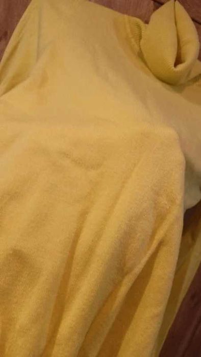 Żółta bluzka damska z kołnierzykiem długi rękaw miękka elegancka S