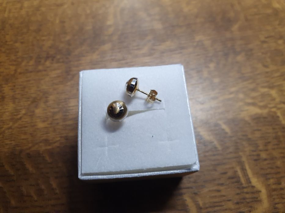 Kolczyki złote 14K półkuleczki 1.29 gr
