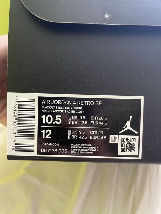 Air Jordan 4 retro „black canavas” rozmiar 44,5