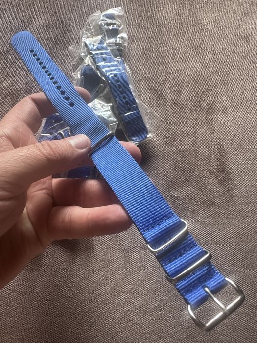 Pasek nato nowy 22mm niebieski srbrna sprzaczka