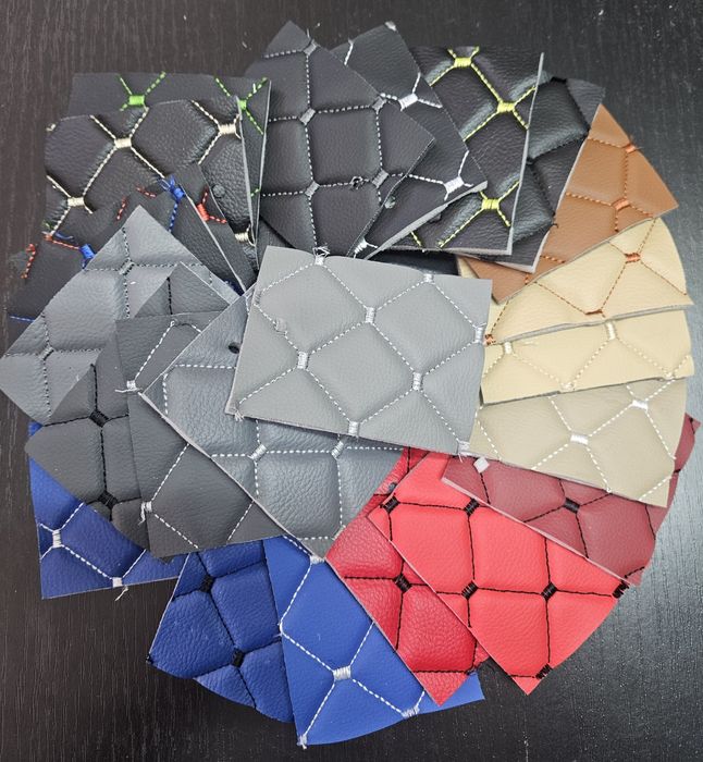 Кожзаменитель вышитый ромбом.