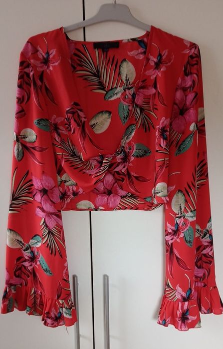 Czerwona bluzka  Missguided  rozmiar L styl hawajski