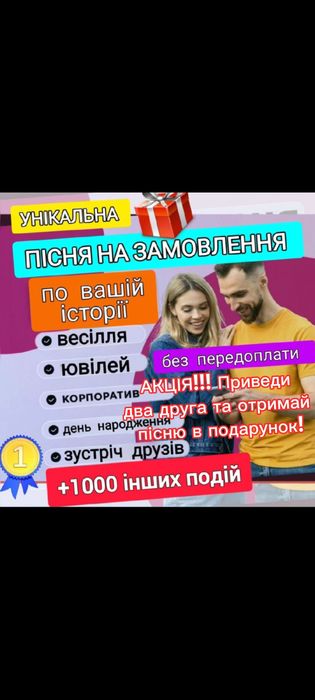 Пісня на замовлення,в подарунок,оживлення фото, відео привітання