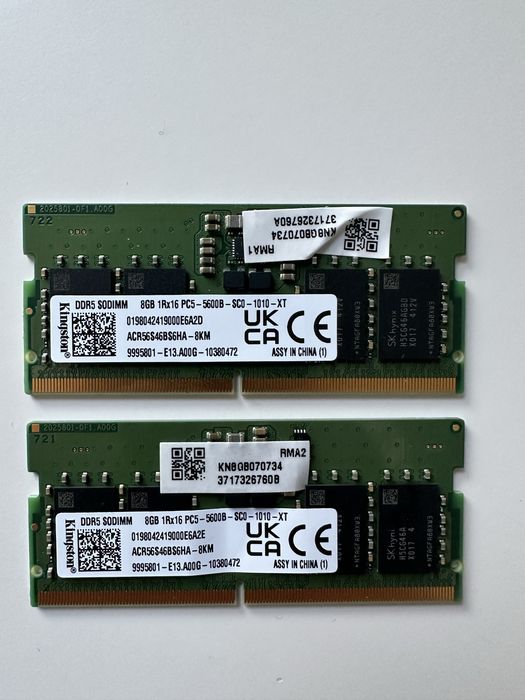 Оперативна пам’ять Kingston DDR5 16GB (2×8GB) 5600MHz SO-DIMM