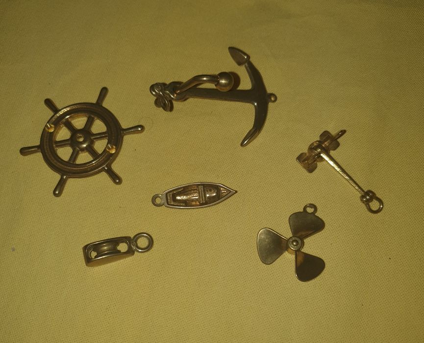 Conjunto de Miniaturas Náuticas Antigas em Latão (6 peças)