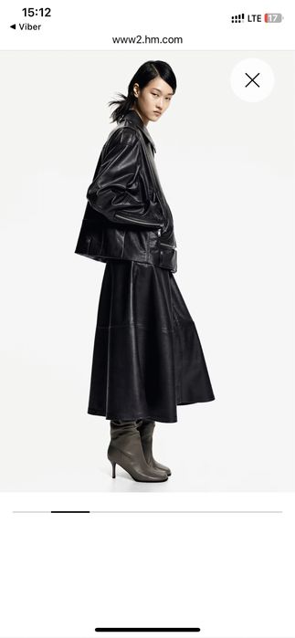 Юбка кожа коричневая HM Premium