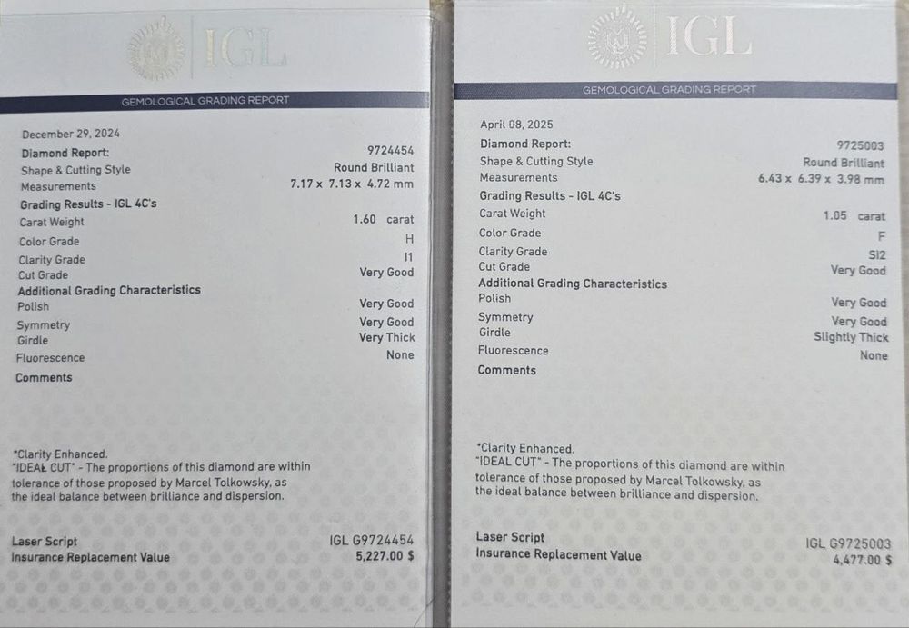 1.60 ct H / I1 натуральный бриллиант сертификат,  золотое кольцо.
