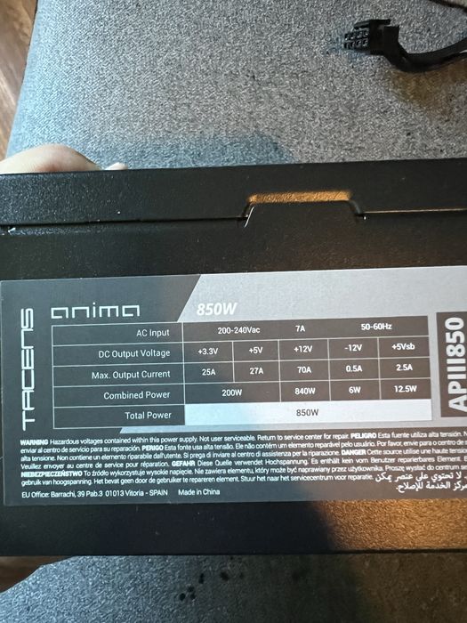 Fonte de alimentação 850w tacens anima