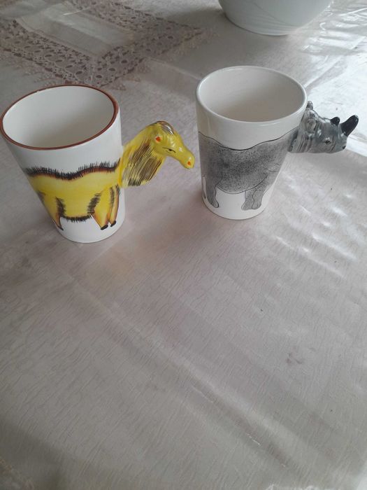 Porcelanowe kubki z wielbłądem i hipcio