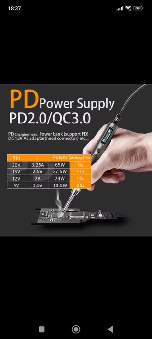 Т65sp паяльник  PD-DC 12-24v/90w/DC5521