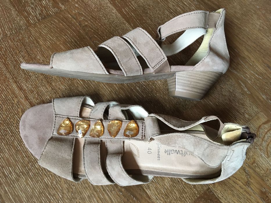 Softwalk flexwear, 40, sandały,skóra naturalna, kamienie