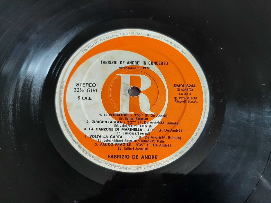 Fabrizio De André - In Concerto - Arrangiamenti PFM - Itália - Vinil LP