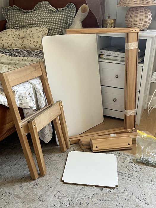 Drewniany stolik dziecięcy z krzesełkiem ikea Latt