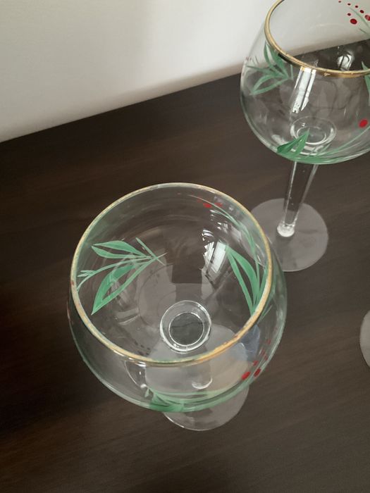 Kieliszki ręcznie malowane polski wyrob vintage