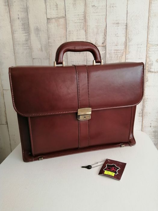 Skórzana torba - aktówka - na klucz - A. Bobkowski