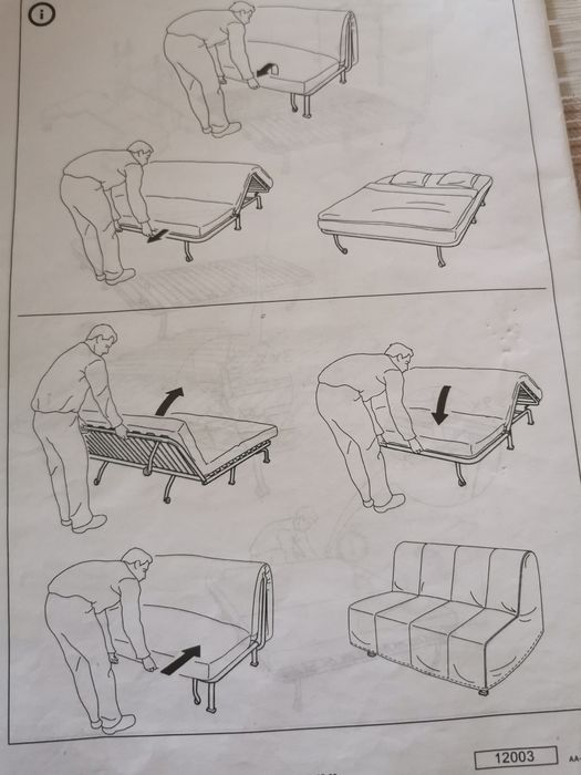 Łózko, sofa rozkładana z materacem Ikea
