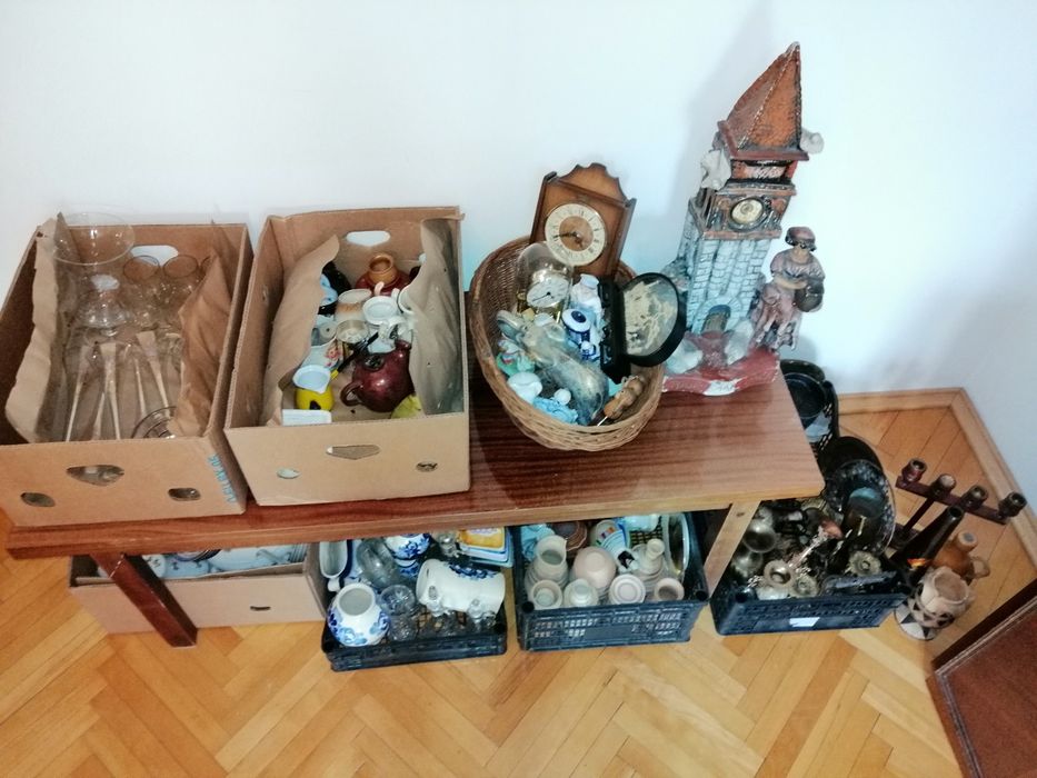 Bibeloty figurki kryształy mosiądze PRL