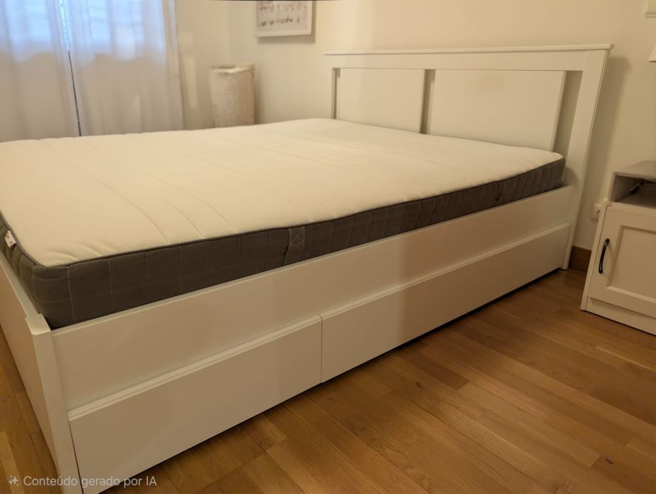 Cama Casal Modelo Songesand - 160x200 - com gavetões e colchão
