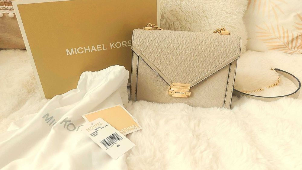 Torba listonoszka beżowa Michael Kors Whitney Light Sand jak nowa!