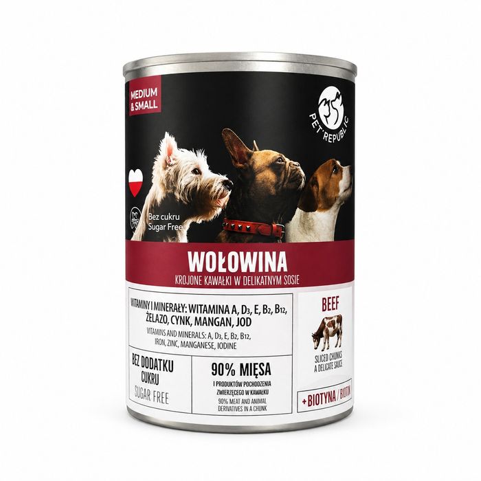 Puszki dla psa PetRepublic z wołowiną