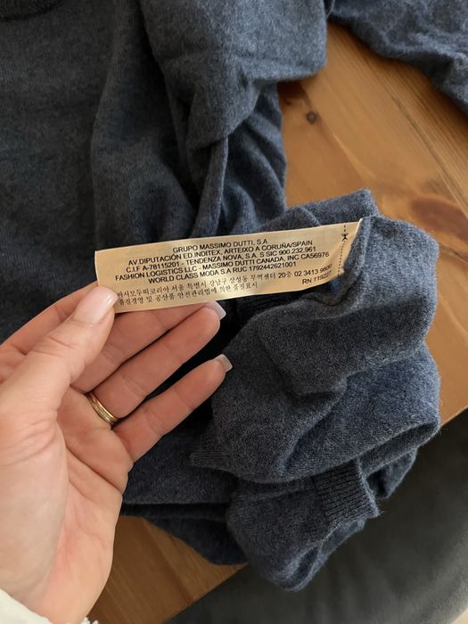 Grsnatowy sweter massimo dutti welna i kaszmir