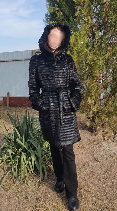 Натуральна шубка-пальто зі стриженої нутрії