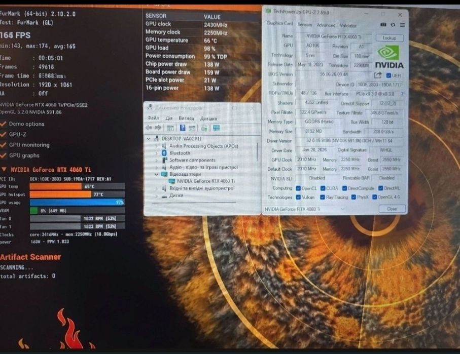 Відеокарта ASUS DUAL RTX 4060 Ti  OC 8Gb / GDDR6 /Магазин CompiC