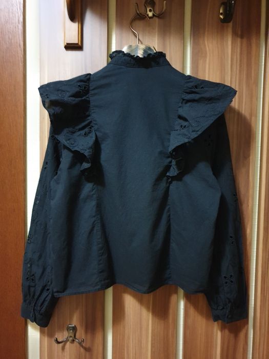 Новий топ XS блуза Zara 100% коттон жіноча бавовна хлопок сорочка рубашка кофта водолазка гольф кружево вишивка вишиванка cos Massimo Dutti