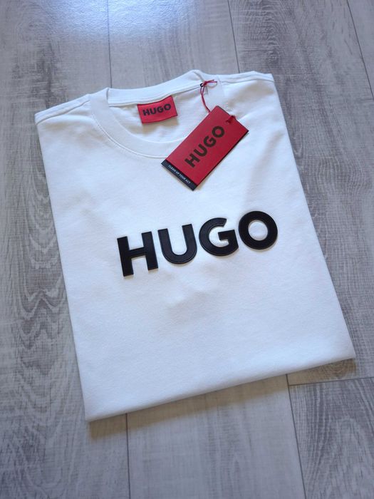 Hugo Boss 100% Bawełna XL XXL 3XL Biały Męski T-shirt