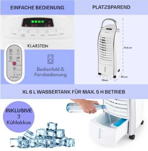 Вентилятор охолоджувач, зволожувач повітря Klarstein Maxfresh Ocean